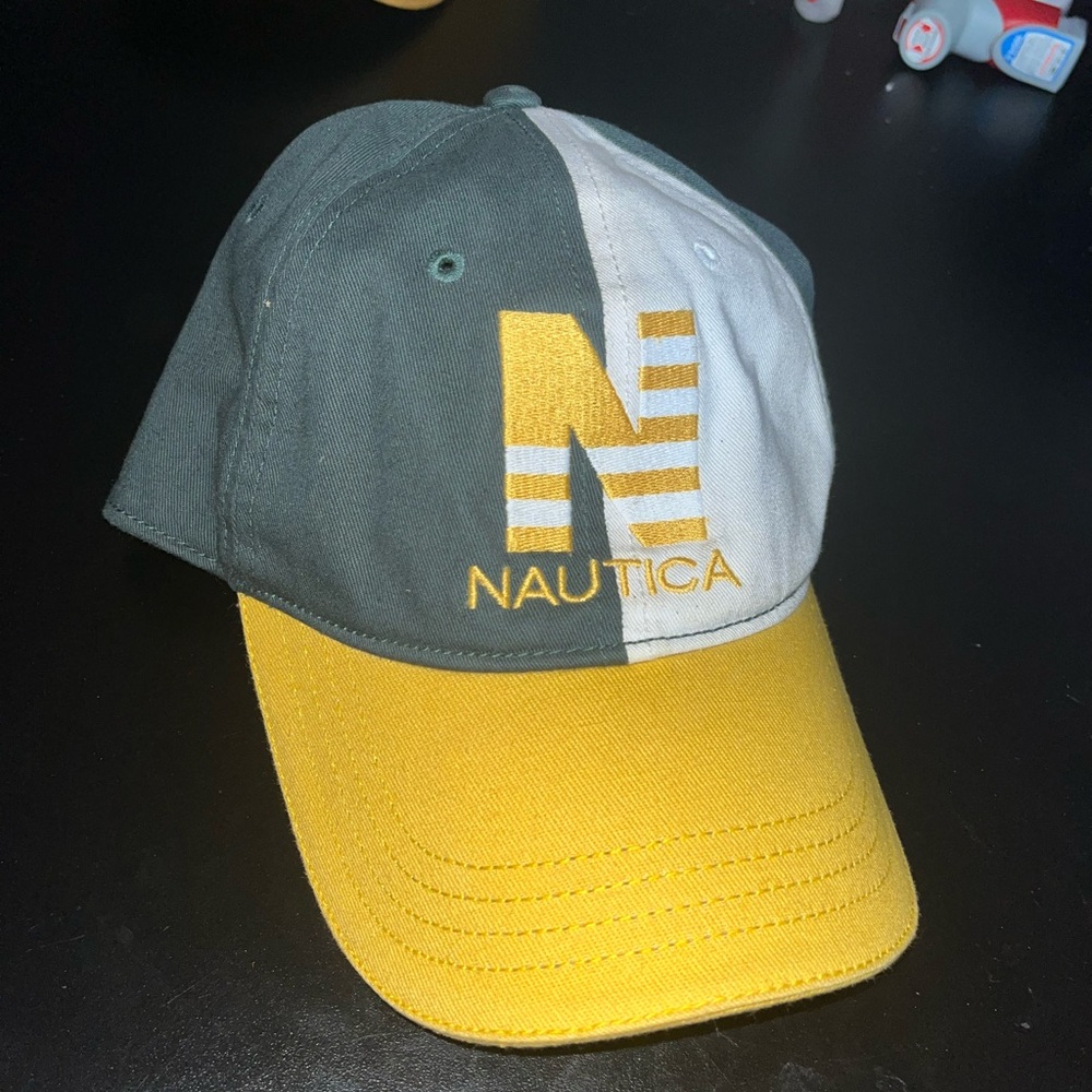Vintage Nautica Green and Yellow Cap